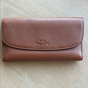 Coach Pebbled Leather Wallet in Warm Brown